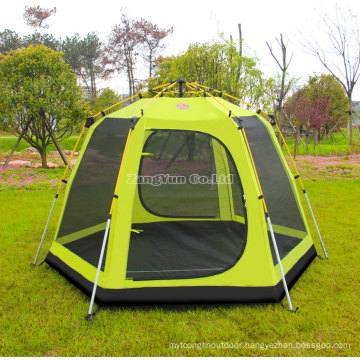 Outdoor Double Layer Big Tent, 3-4 Person Full Auto Camping Tent, Telescopic Aluminum Rod Tents